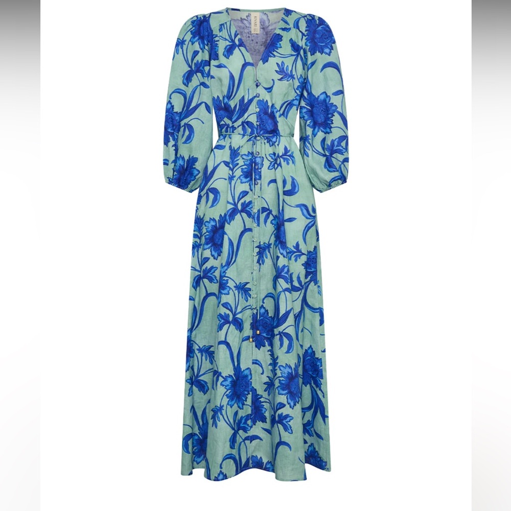 LIKE NEW 100% linen Kivari Juniper Maxi Dress in size small